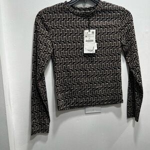 Zara Geometric Long Sleeve Top